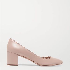 CHLOÉ Lauren scalloped leather pumps size 42 in Pink Tea color